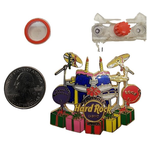Hard Rock Seminole Casino Tampa 2008 Happy Birthday Drum Set Pin, Signed - Picture 4 of 5